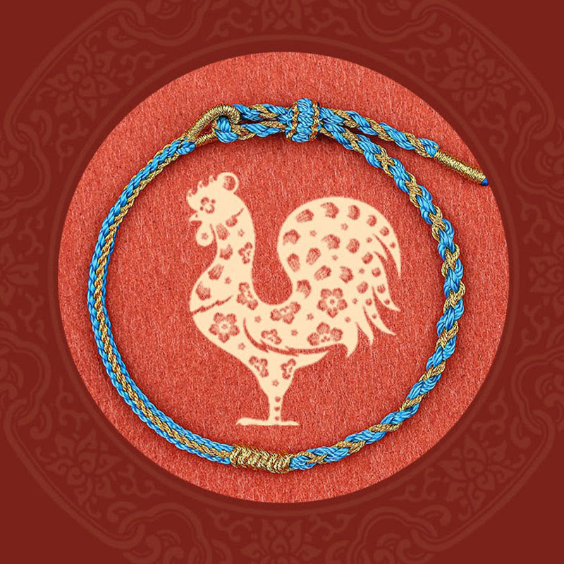 Fortune Jewel Handmade Chinese Zodiac Rabbit Rooster Rat Horse Dragon Protection Braid String Bracelet