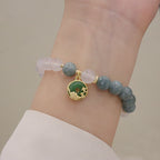 Fortune Jewel White Agate Jade Lotus Flower Peace Buckle Protection Bracelet