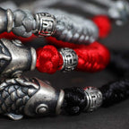 Fortune Jewel Silver Luck Koi Fish Braided String Bracelet