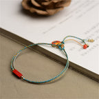 Fortune Jewel Handmade Cinnabar As One Wishes Blessing Braid Double Layer Bracelet