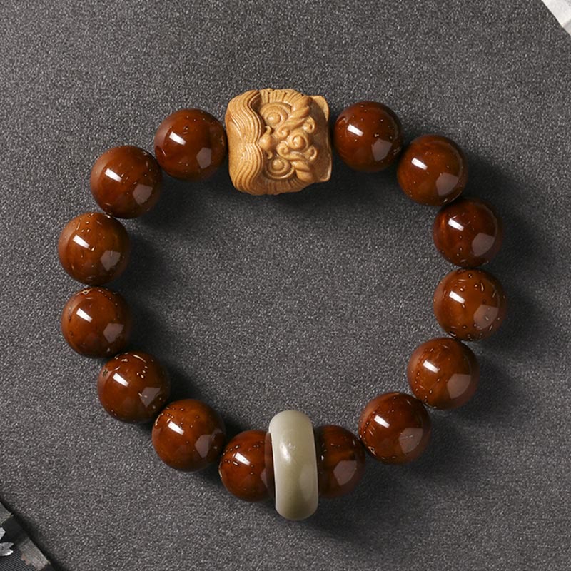 Fortune Jewel Purple Bodhi Seed Dancing Lion Wisdom Bracelet