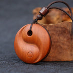 Fortune Jewel Lightning Struck Jujube Wood Yin Yang Luck Protection Necklace Pendant Fortune Jewel