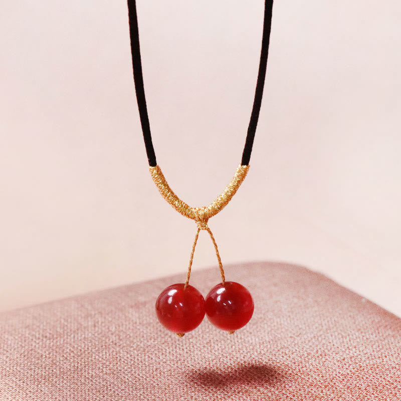Fortune Jewel Natural Red Agate Chalcedony Self-acceptance Confidence String Bead Bracelet Necklace Pendant