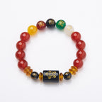 Fortune Jewel Five Elements Black Onyx Red Agate Wisdom Wealth Bracelet
