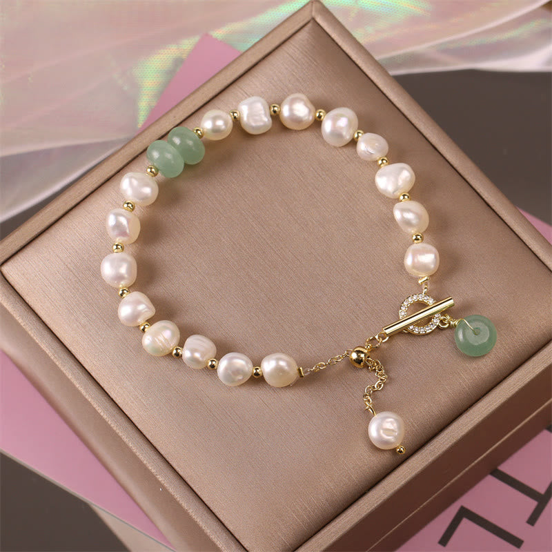 Fortune Jewel Pearl Green Strawberry Quartz Bead Healing Chain Bracelet