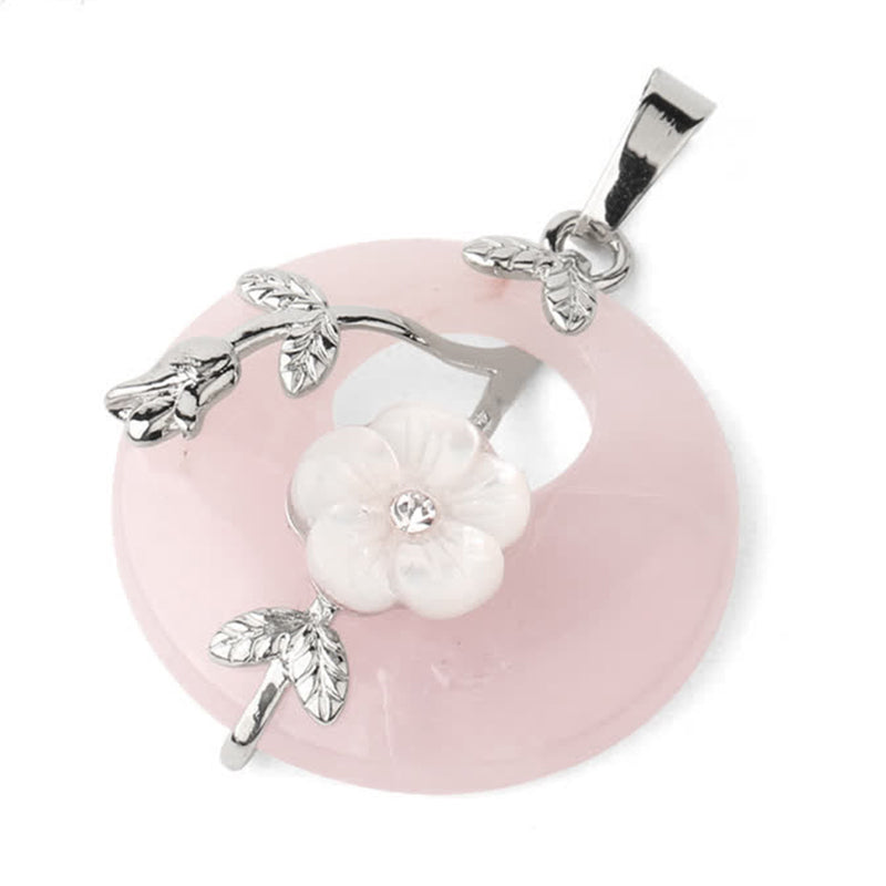 Fortune Jewel Various Crystal Amethyst Green Aventurine Flower Healing Necklace Pendant