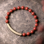 Fortune Jewel Red Jasper Moss Agate Black Obsidian Crystal Copper Peace Couple Bracelet