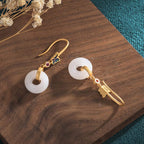 Fortune Jewel FengShui White Jade Butterfly Fortune Earrings