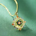 Fortune Jewel 925 Sterling Silver Lotus Flower Colorful Zircon New Beginning Necklace Pendant Fortune Jewel