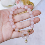 Fortune Jewel Natural Pink Crystal Peace Buckle Love Charm Bracelet