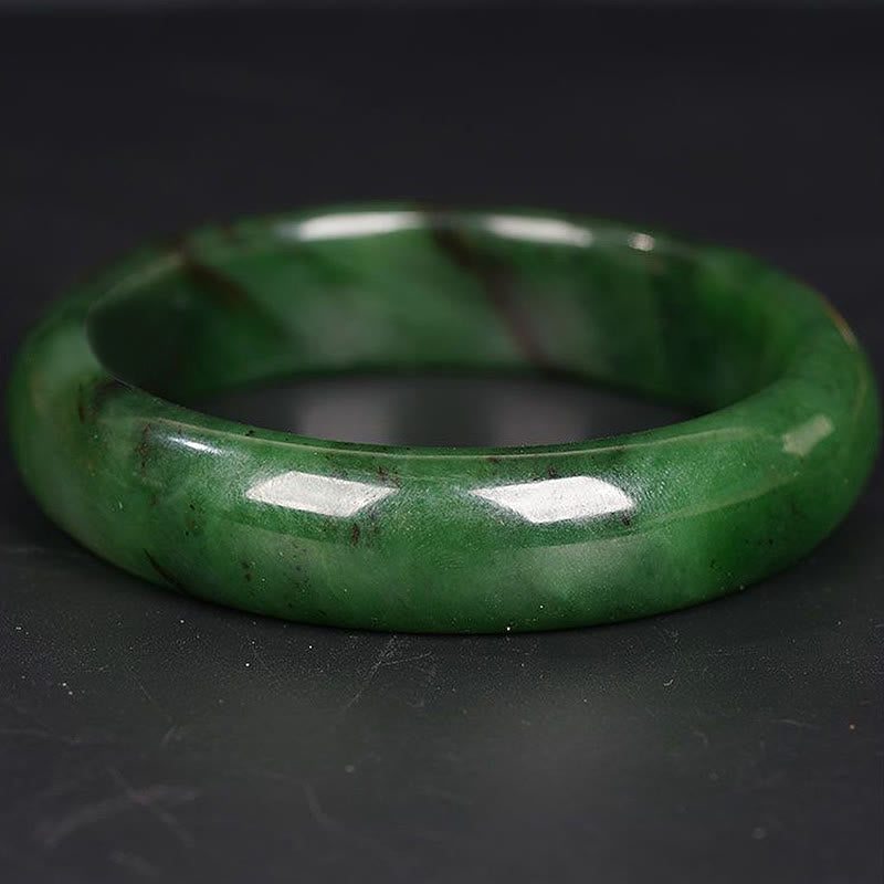 Fortune Jewel Natural Hetian Cyan Jade Happiness Success Bracelet Bangle