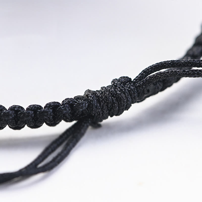 Fortune Jewel Small Leaf Red Sandalwood Ebony Wood Cute Cat Head Calm Protection Braided Bracelet