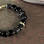 Fortune Jewel Black Obsidian Crystal Copper Strength Couple Bracelet
