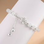 Fortune Jewel White Jade Peach Blossom Petals Flower Luck Bracelet