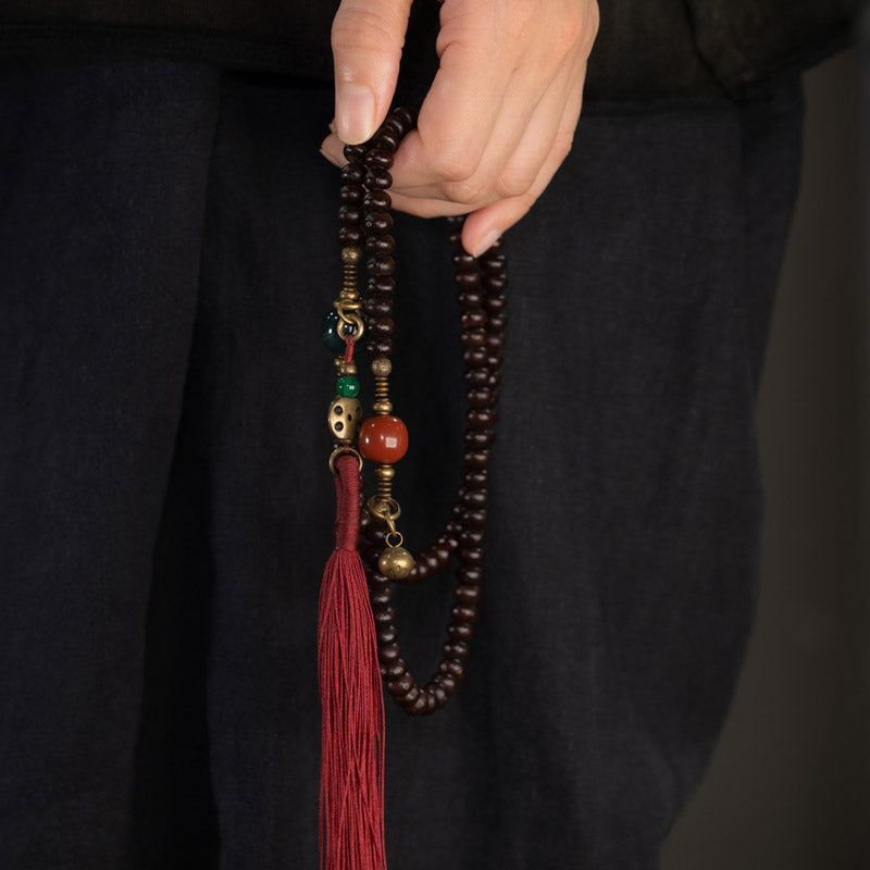 Fortune Jewel 108 Mala Beads Natural Tibet Purple Bodhi Seed Auspiciousness Bracelet