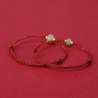 Fortune Jewel 925 Sterling Silver Plated Gold Hetian Jade Lotus Luck Red String Bracelet
