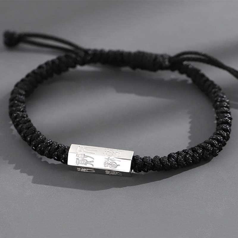Fortune Jewel 925 Sterling Silver Letter Engraving Blessing String Bracelet