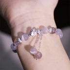 Fortune Jewel Natural Cat's Eye Moonstone Strawberry Quartz PiXiu Support Bracelet