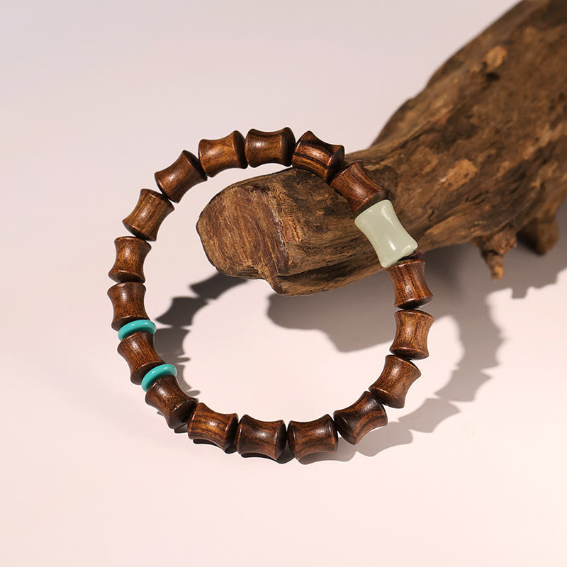 Fortune Jewel Rosewood Auspicious Clouds Totem Fu Character Bamboo Pattern Warmth Bracelet