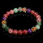 Fortune Jewel Natural Multicolored Strawberry Quartz Love Healing Beaded Bracelet