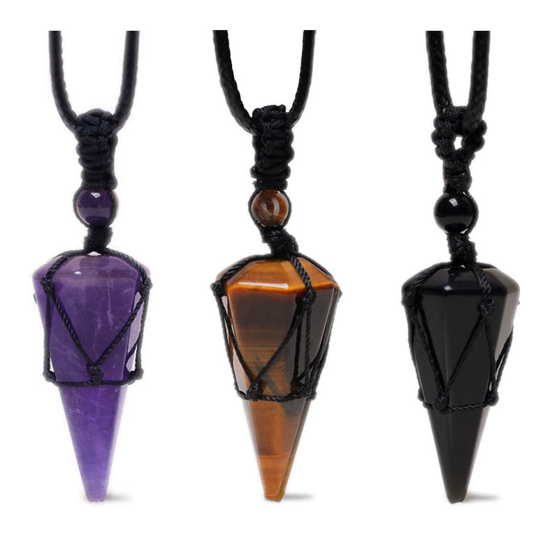 Fortune Jewel Natural Stone Pointed Pendant Necklace