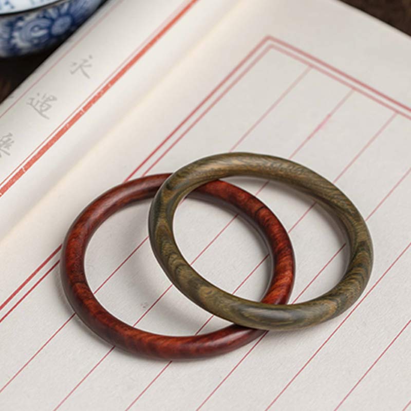 Fortune Jewel Tibetan Small Leaf Red Sandalwood Ebony Green Sandalwood Protection Bracelet Bangle
