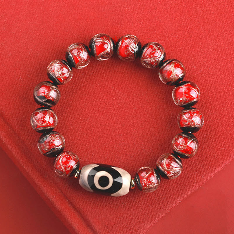 Fortune Jewel Tibetan Nine-Eye Dzi Bead Three-eyed Dzi Bead Liuli Glass Bead Wealth Bracelet