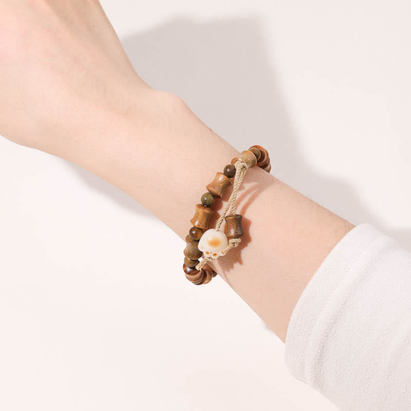 Fortune Jewel Green Sandalwood Bodhi Seed Cat Claw Bamboo Peace Bracelet