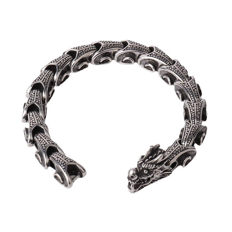 Fortune Jewel Dragon Titanium Steel Luck Bracelet Bangle Fortune Jewel