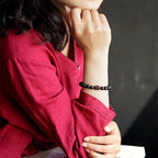 Fortune Jewel Natural Gold Sheen Obsidian Rainbow Obsidian Om Mani Padme Hum Fu Character Healing Bracelet