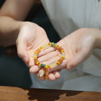 Fortune Jewel Natural Golden Silk Jade Gourd Wealth Charm Bracelet