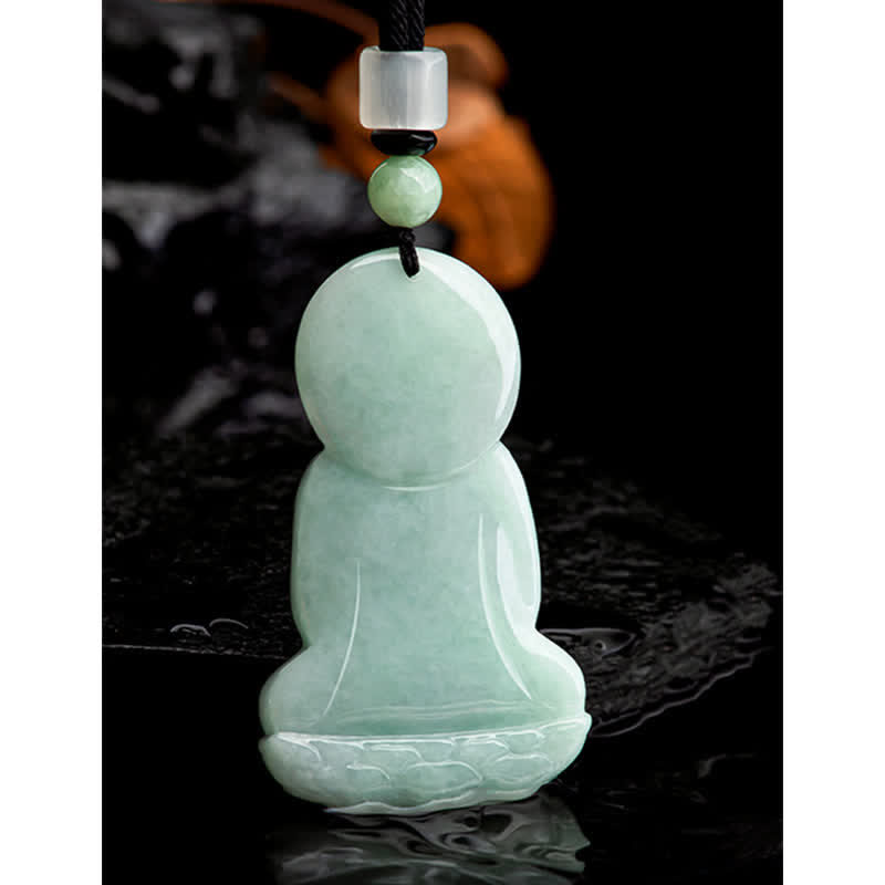 Fortune Jewel Amitabha Buddha Jade Amulet Compassion String Necklace Fortune Jewel