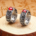 Fortune Jewel Genstone PiXiu Feng Shui Frog Vajra Dorje Heart Sutra Wealth Adjustable Ring