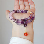 Fortune Jewel Natural Amethyst Citrine Positive Transformation Double Wrap Bracelet