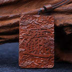 Fortune Jewel Natural Lightning Struck Jujube Wood PiXiu Copper Coin Good Fortune Necklace Pendant