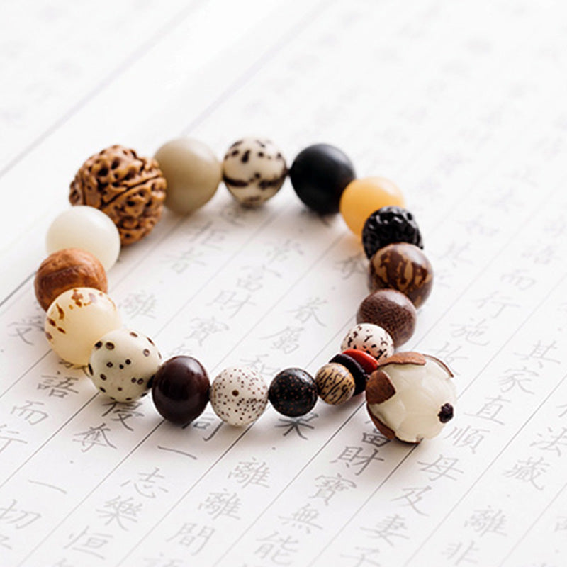 Fortune Jewel Bodhi Seed Lotus Wisdom Peace Wrist Mala Bracelet