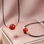Fortune Jewel Natural Red Agate Chalcedony Self-acceptance Confidence String Bead Bracelet Necklace Pendant