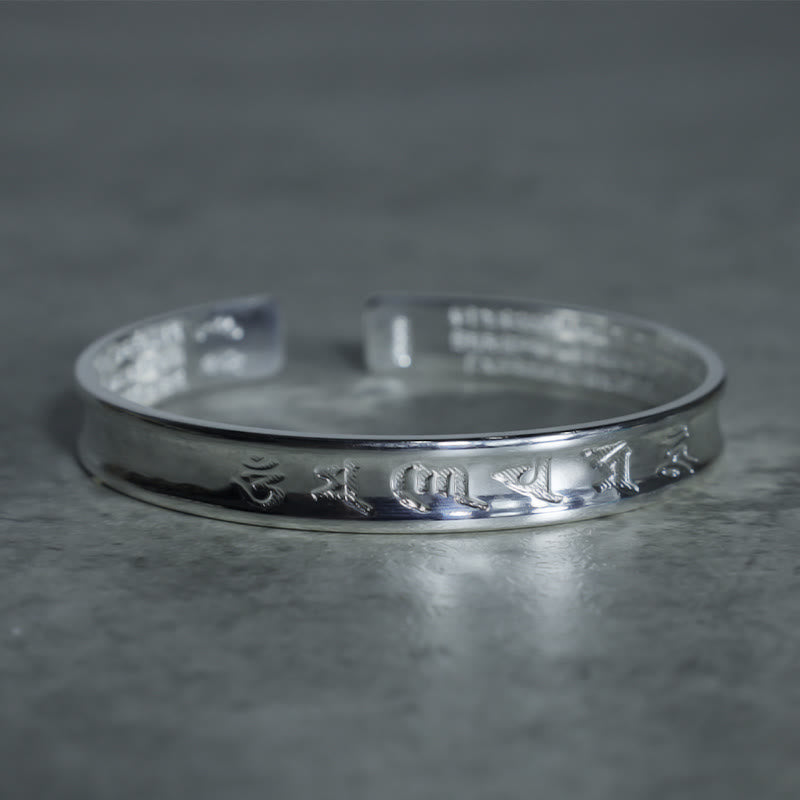 Fortune Jewel Tibetan Mantra White Copper Bracelet