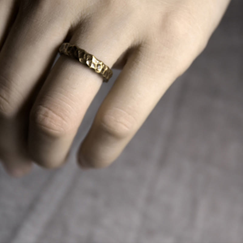Fortune Jewel Tibetan Bump Texture Design Copper Brass Luck Ring