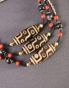 Charm Dzi Beads Necklace Tibetan Hand-Woven Dzi Stone Beads