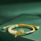 Fortune Jewel 925 Sterling Silver Hetian Jade Peace Buckle Beaded Luck Happiness Charm Bracelet