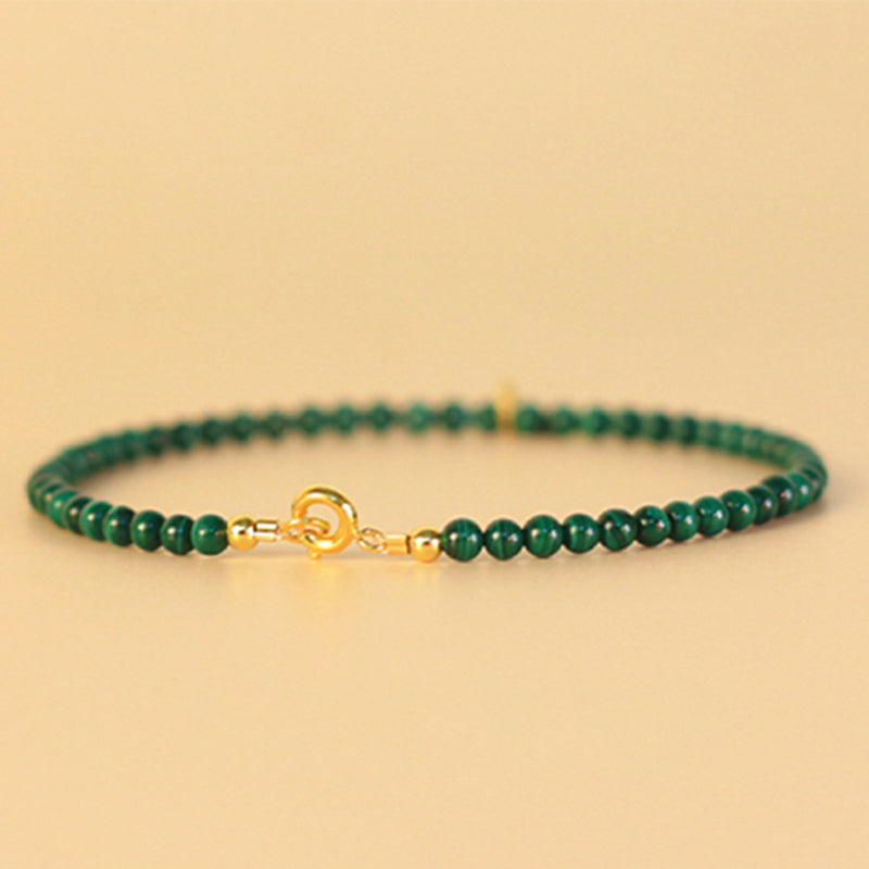 Fortune Jewel Natural Malachite Elephant Anti-Anxiety Charm Bracelet