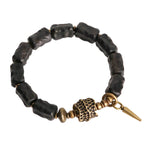 Fortune Jewel Ebony Wood Copper Balance Protection Couple Bracelet