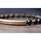 Fortune Jewel Red Jasper Moss Agate Black Obsidian Crystal Copper Peace Couple Bracelet