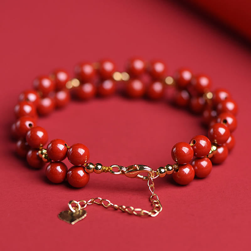 Fortune Jewel Natural Cinnabar Beaded Blessing Bracelet