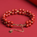 Fortune Jewel Natural Cinnabar Beaded Blessing Bracelet