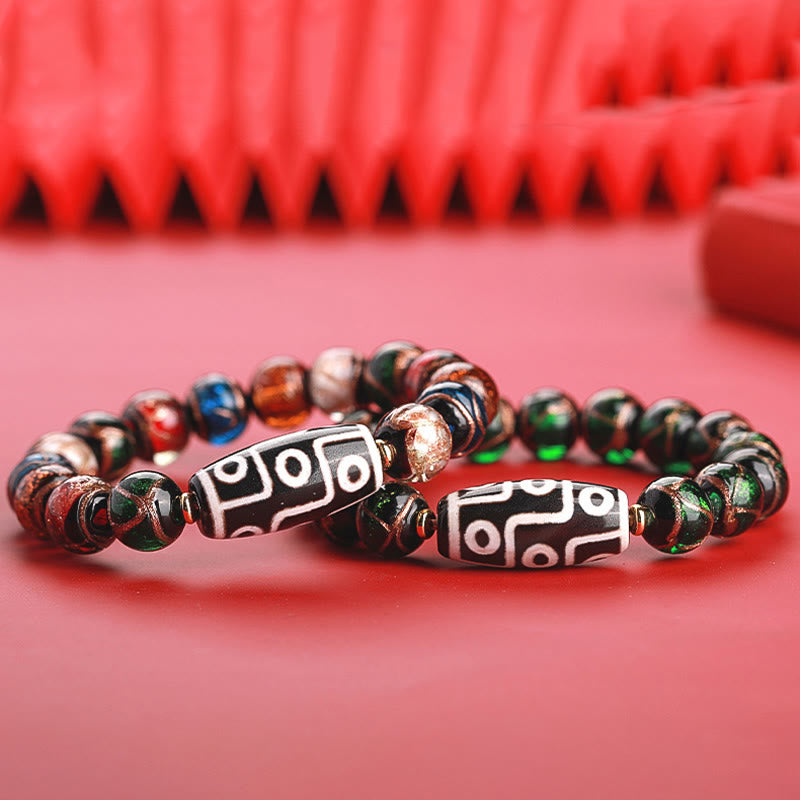 Fortune Jewel Tibetan Nine-Eye Dzi Bead Three-eyed Dzi Bead Liuli Glass Bead Wealth Bracelet
