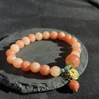 Fortune Jewel Natural Orange Stone Turquoise Fu Character Charm Luck Fortune Bracelet