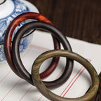 Fortune Jewel Tibetan Small Leaf Red Sandalwood Ebony Green Sandalwood Protection Bracelet Bangle