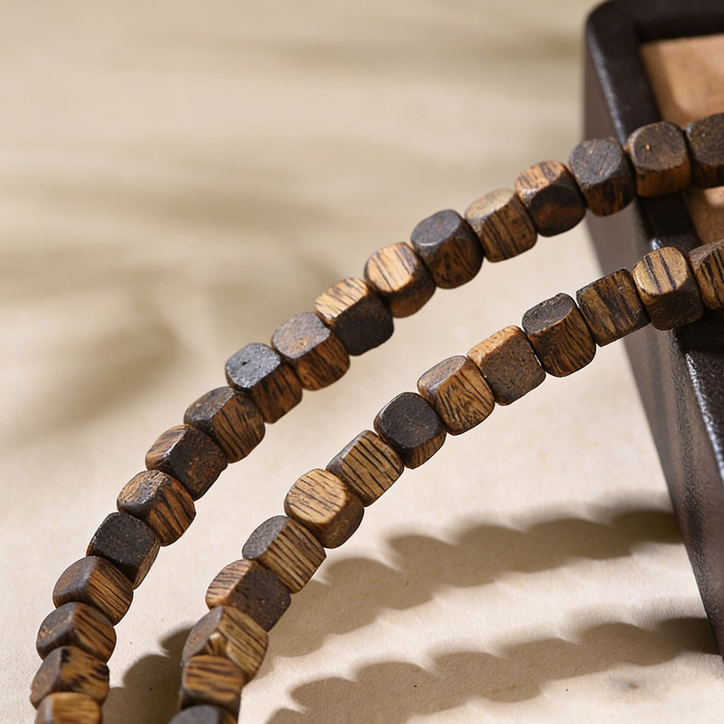 Natural Hainan Qi Nan Agarwood Square Bead Bracelet